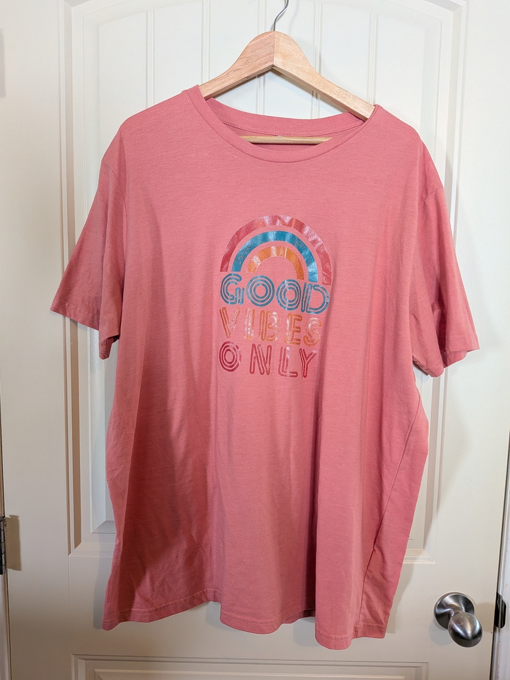 NWOT Good Vibes Only Peachy Pink Graphic Tee